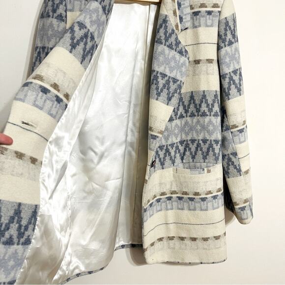 Braetan Wool Blazer Ivory Blue Aztec Size 10 - Picture 8 of 8